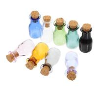 Healvian 9pcs Mini Glass Jars Small Glass Bottles 1.6x1.6x2.8in Multi-functional Better Sealed Sturdy Practical Assorted Colour for Office Creative DIY Craft Drift Bottle Perfume Container