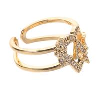 Healvian Adjustable Heart Initial Ring for Women Plated Hollow Flower Letter Design Stackable Copper Band with Smooth Finish Versatile Chic Accessory for Daily Wear and Gift Giving