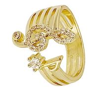 Healvian Adjustable Musical Note Open Ring for Women with Rhinestones Stylish Gold Plated Finger Jewelry Delicate Daily Wear Promise Ring Girlfriend and Friends