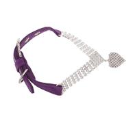 Healvian Adjustable Purple Rhinestone Pet Collar for Small Dogs and Cats with Heart Pendant, 2.75' Wide Polyester Necklace, Easy to Clean, Stylish Bling Accessory for Festive Events
