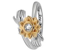 Healvian Adjustable Sunflower Rotating Ring Hugging Hands for Women Inspirational You Are My Sunshine for Daily Wear and Parties