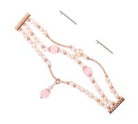 Healvian Agate Beaded Watch Band Strap for Smartwatches, Pink Colour, Easy to Adjust and Clean, Pretty and Fashionable Design Suitable for Daily Wear and Compatible with Popular Smartwatch