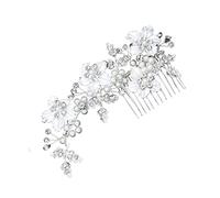 Healvian Alloy Flower Leaf Hair Comb and Crystal Accents Elegant Bridal Headdress for Wedding and Special Occasions for Brides and Bridesmaids Silver