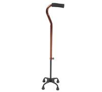 Healvian Aluminum Alloy Elderly Walking Stick Adjustable Telescopic Skid Trekking Pole with Ergonomic Handle and Large Quad Base for Stair Climbing Support and Lightweight Medical Aid
