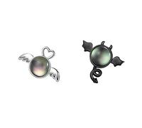 Healvian Angel and Devil Ear Studs Earrings for Women 1 Pair Gradient Color Asymmetrical Alloy Jewelry Fashion Accessory for Parties and Gifts