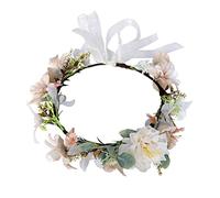 Healvian Artificial Camellia Wreath Headpiece Decorative Garland Headband for Wedding Party Dance