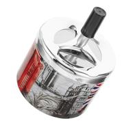 Healvian Automatic Extinguishing Metal Ashtray Rotating Lid, Decorative Cigarette Ashtray Souvenir from UK London, Tabletop Stainless Steel Smoke Extinguisher for Home and Office