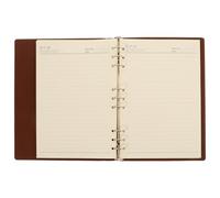 Healvian B5 Brown Leather Cover Notebook with Round Ring Binder, Lined Refillable Journal for Note Taking and Weekly Planning, Portable Schedule Organizer for Students and Office Use
