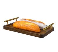 Healvian Bamboo Tray with Handles Rectangular Serving Tray Wooden Rustic Style Space-saving Design Decorative Piece for Breakfast and Home Decor