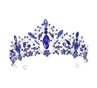 Healvian Baroque Blue Rhinestone Alloy Crown Headband Bridal Tiara Hair Loop for Wedding Bride Bridesmaid Party Accessories Elegant Crystal Design