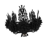 Healvian Baroque Gothic Crown and Vampire Headpiece for Women, Vintage Festival Floral Tiara Headband, Halloween Masquerade Party Hair Accessory