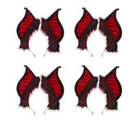 Healvian Bat Ears Headband Comfortable Fit and Realistic Design 4pcs for Women Halloween Spooky-cute Plush Animal Ears Accessory for Halloween Parties and Cosplay Events