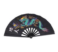 Healvian Black Dragon Martial Arts Folding Fan Plastic Tai Chi Handheld Fan for Chinese Dance Performance and Wushu Practice