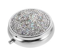 Healvian Bling Rhinestone Mini Pill Organizer Portable Pill Case with Compartments Stylish Medicine Storage Box for Purse Compact and Versatile Jewelry Holder for Travel