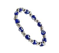 Healvian Blue Crystal Evil Eye Beads Bracelet Elasticated Charm for Men Women Minimalist Protection Amulet Wrist Jewelry Birthday Graduation Gift