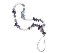 Healvian Blue Pearl Phone Charm Wrist Strap with Polymer Clay Beads | Mobile Phone Hanging Pendant, Anti Loss and Anti Theft Support, Decorative Key Chain Accessory, Blue
