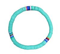 Healvian Bohemian Polymer Clay Couple Bracelet Elastic Hand Rope Blue Colorful Soft Clay Sweet Wristband for Women Beach Casual Wear