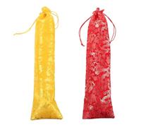 Healvian Brocade Fabric Scroll and Artwork Storage Bags 2Pcs with Multipurpose Use and Large Tassel for Calligraphy Painting