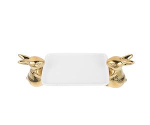 Healvian Bunny Ceramic Cake Stand 31Cm Easter Candy Dish and Jewelry Organizer for Party Use