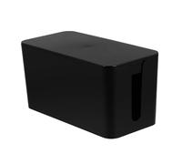 Healvian Cable Management Box for Home and Office, Black Plastic Cord Organiser with Large Opening Design to Reduce Mess and Keep Data Cables Neat and Tidy