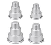 Healvian Cake Baking Molds Easy to Clean and Sturdy 4pcs Aluminum Alloy Silver 3-Tier for Chocolate Puddings and Desserts for for Professional Cake Shop Baking and Home Use