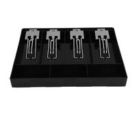 Healvian Cash Register Drawer Organizer with Four Compartments and Metal Clip Multiple Compartment Storage Tray for Small Business Cash Coin Tray for Shop Counter