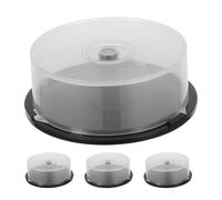 Healvian CD Dvd Storage Cake Spindle Buckets with Plastic Containers, 4Pcs Empty Disc Holders for 25 Discs, Sturdy Media Organizer for Home and Office Use with Pull-Out Feature