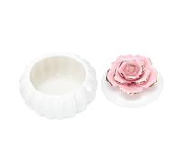 Healvian Ceramic Jewelry Storage Jar with Rose Lid Decorative Hand Painted Nordic Style Trinket Box Durable Sealed Organizer for Wedding Gift and Home Display