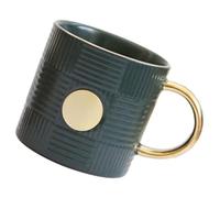 Healvian Ceramic Mug Retro Style Green 400ml Creative Design with Handle Convenient for Coffee Shop and Dessert Shop