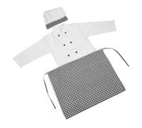 Healvian Chef Costume with Long Sleeve Checked Apron and Cooking Hat Role Play Kitchen Dress Up for Boys for Birthday Halloween and Educational Play