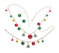 Healvian Christmas Bell Jewelry Set for Women Handmade Holiday Necklace Bracelet Earrings Trio with Unique Vibrant Bell Design Lightweight Comfort for Festive Parties and Casual Gatherings