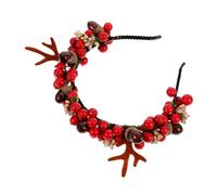 Healvian Christmas Deer Antlers Hairband with Red Foam and Silk Cloth Embellishes Hairstyle, Unique Christmas Costume Headband Complement for Daily and Birthday Party Accessories