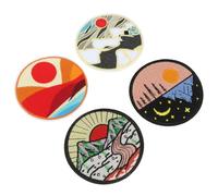 Healvian Clothing Patch 4pcs Sunrise Sunset Patch Embroidered Mountain Iron On Sew On Emblem for DIY Clothes Dress Hat Jeans Accessory