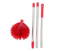 Healvian Cobweb Duster with 1.4m Extendable Metal Pole, Hard Bristle Web Brush for High Ceilings, Ceiling Fans and Outdoor Window Screen Cleaning, Red Handle Spider Web Remover for Home Use