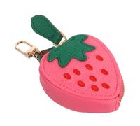 Healvian Compact Strawberry Wallet Coin Purse for Women Durable PU Mini Change Holder with Hanging Attachment Adorable Fruit Pattern for Travel Shopping and Everyday Use