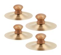 Healvian Copper Finger Cymbals round Shape with Wooden Handle 2 Pairs with Ergonomic Finger Structure, Extended Playing for Classroom Percussion Instrument Activities and Belly Dance