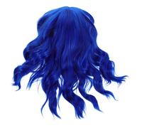 Healvian Cosplay Wigs for Women Water Wave Short Bob Shoulder Length Curly synthetic Hairpiece Headband Wig for Halloween Realistic Costume Accessory Blue