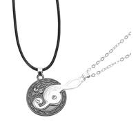 Healvian Couple Stitching Necklace Music Note Pendant 1 Pair Matching Lover Necklaces for Valentine His and Hers Jewelry in Matte Black and Matte Silver