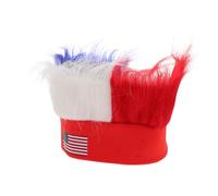 Healvian Crazy Soccer Wig Hat for Usa Fans Patriotic Headwear for Sports Events Festivals Easy to Wear Costume Accessory for Football Enthusiasts Comfortable Breathable