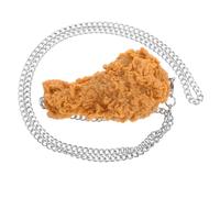 Healvian Creative Fried Chicken Leg Pendant Necklace, Realistic Barbecue Food Model Accessory, Hip Hop Party Favor Jewelry for Women,