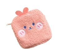 Healvian Creative Mini Sanitary Pad Pouch with Smooth Zipper Compact Cartoon Pink Rabbit Storage Bag for Menstrual Pads Toiletries Jewelry Organizer Travel-Friendly Sanitary Towel Holder