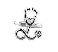 Healvian Creative Silver Cufflinks with Stethoscope Design Fashion Business Shirt Sleeve Nail Buttons for Men and Women Wedding and Formal Suit Accessories Gift