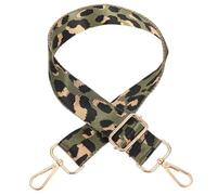 Healvian Crossbody Straps for Purses Adjustable Nylon Leopard Print Handbag Belt with Green Gold Buckle for Women Work and Travel