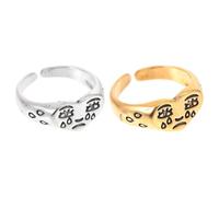 Healvian Crying Face Shaped Ring Delicate Ring Jewelry Vintage Open Adjustable Finger Decor for Women Daily Wear with Heart Design Unique Emotion Expression