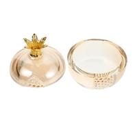 Healvian Crystal Glass Pomegranate Shaped Nail Dappen Dish with Lid, Gradient Manicure Cup for Acrylic Monomer Storage and Nail Art Tools Holder, Light Gold