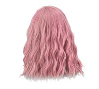 Healvian Curly Wave Wig for Women Loose Cosplay Hairpiece Bob with Air Bangs for Festivals Parties Fashionable Synthetic Hair Wig