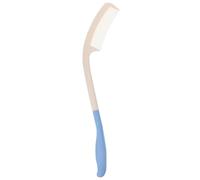 Healvian Curved Handle Comb Long Reach Plastic Comb for Elderly and Disabled Blue-white Lightweight Senior Care Ergonomic Grip for Daily Use