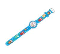 Healvian Cute Owl Cartoon Wristwatch with Soft Rubber Strap Precise Quartz Movement Easy to Read Dial for Learning Light Blue Analog Watch