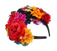 Healvian Day Dead Headband Floral Crown Headband Mexican Hair Accessories for Women Comfortable Simulated Flower Hairband