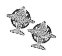 Healvian Decorative Airplane Brooch Buttons 2pcs Silver No Sew Pin Buttons for Women’s Shirts Coats Jeans Modesty Safety Cover-up Accessories